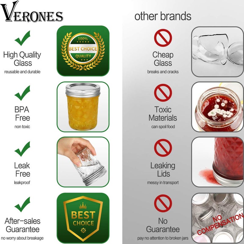 VERONES Mason Jars 6 OZ, 20 PACK 6oz Mason jars Canning Jars Jelly Jars With Lids, Ideal for Jam, Honey, Wedding Favors, Shower Favors, Extra 20 Lids - Image 5